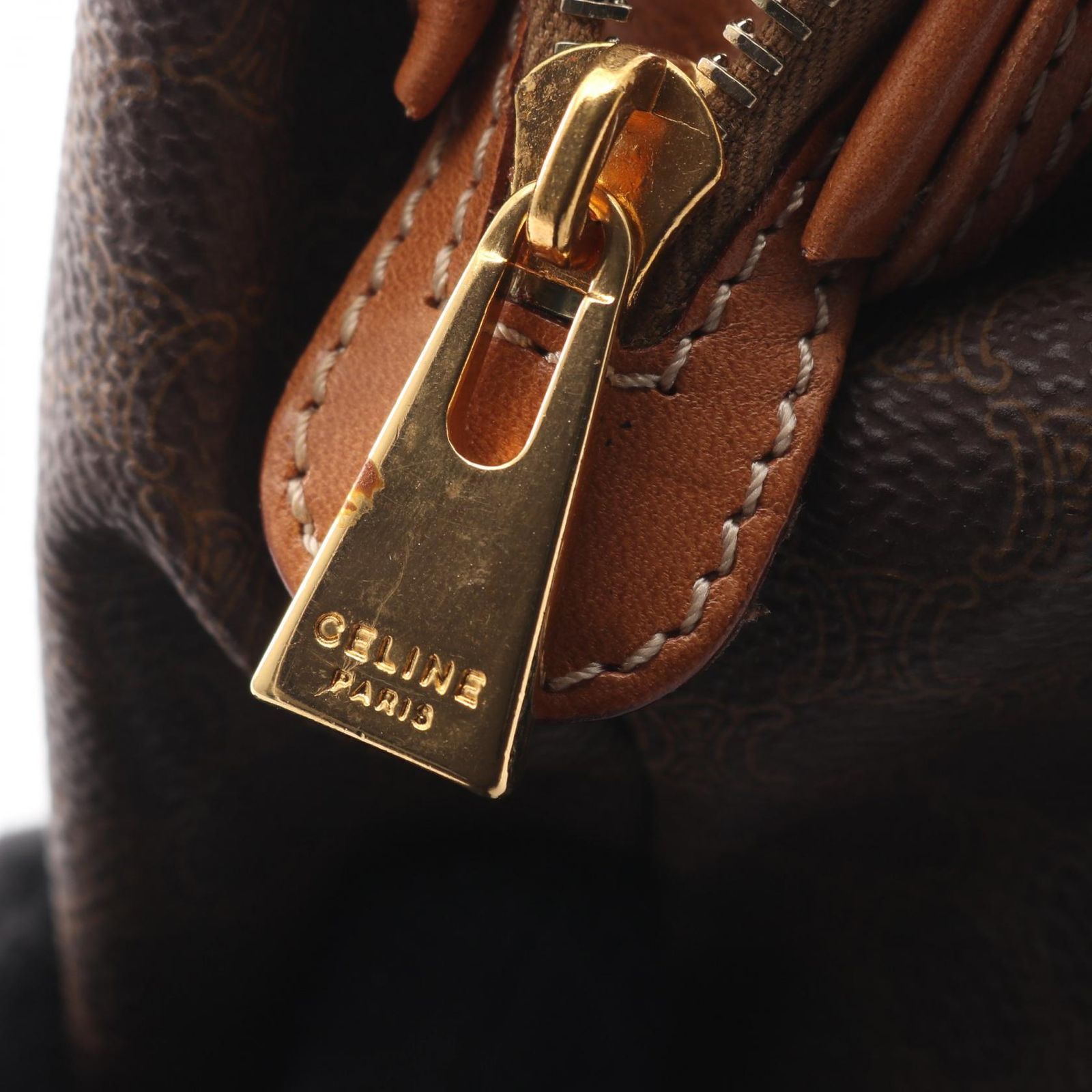 セリーヌ CELINE ポーチ マカダム ダークブラウン レザー マカダム 