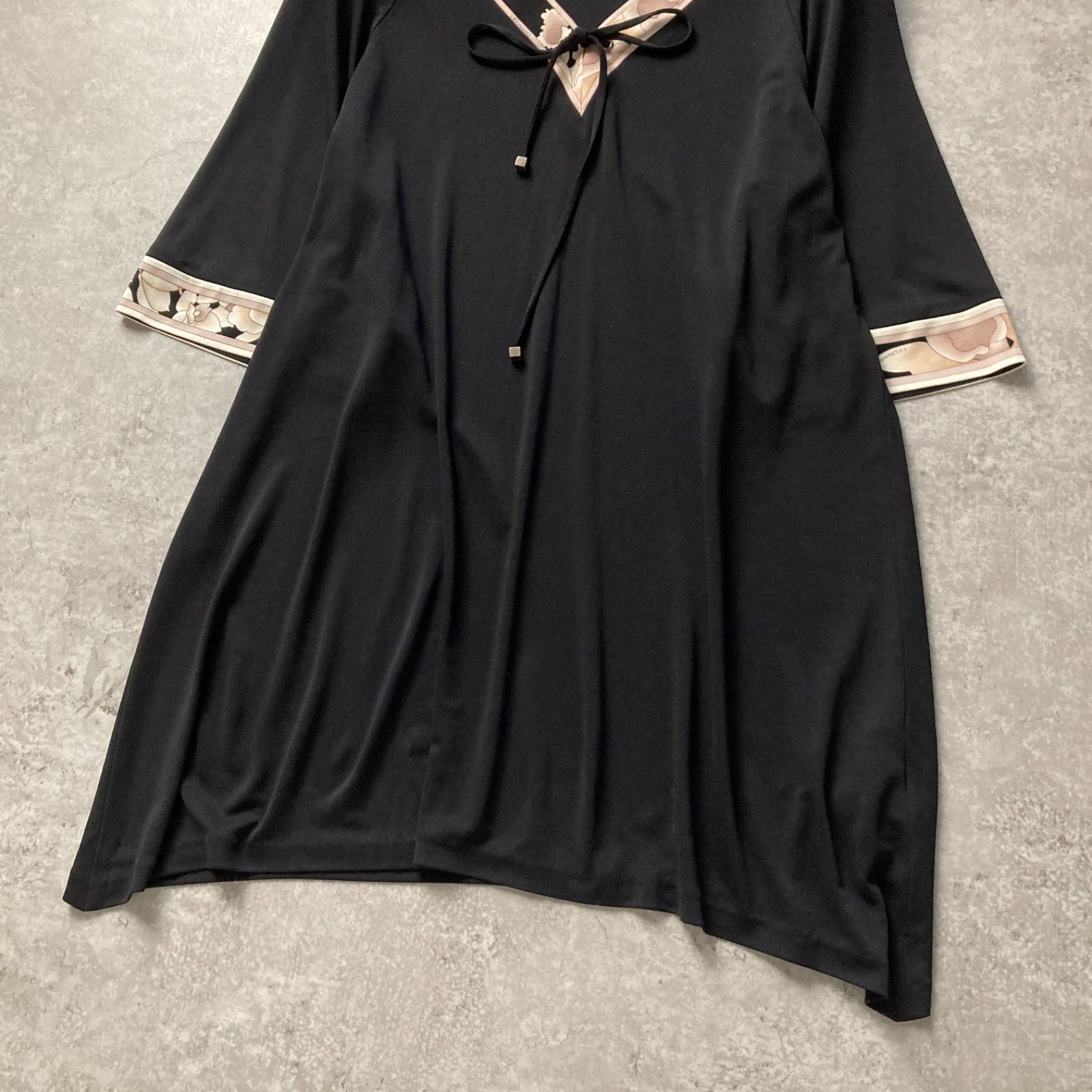 美品 レオナール LEONARD チュニックワンピース ブラウス カンカン素材 