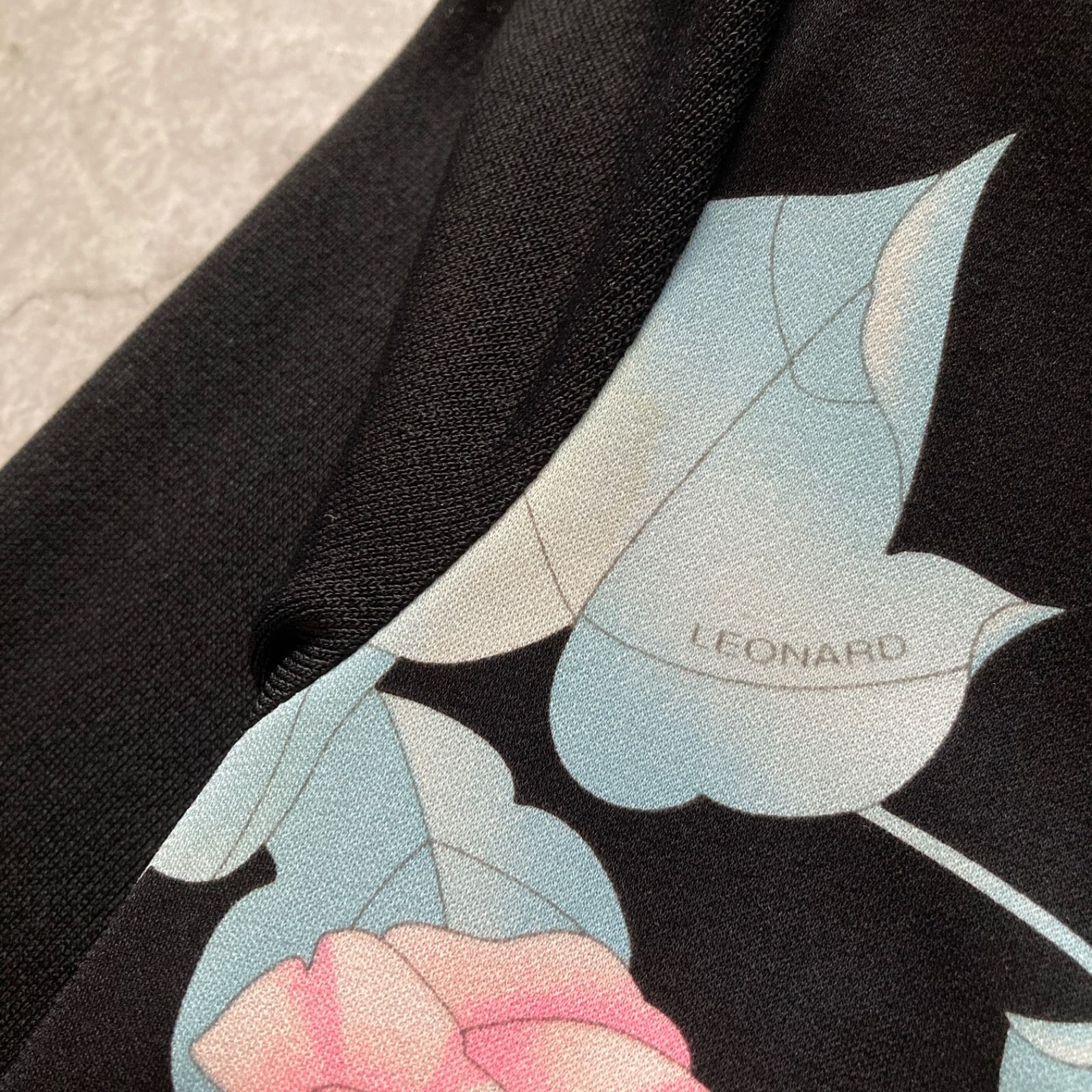 LEONARD レオナール カンカン 切替 花柄 カットソー ブラウス 華やか 