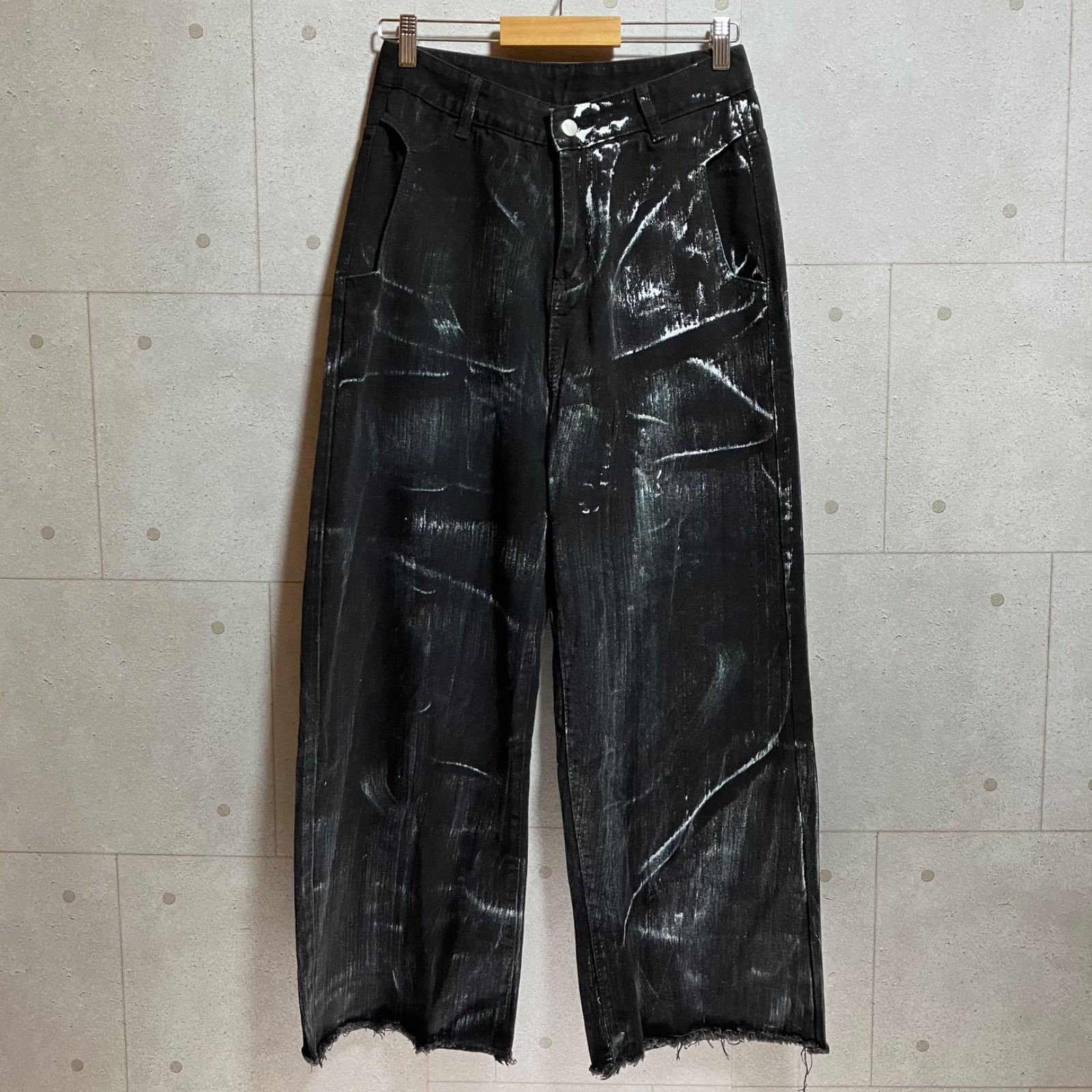 YOLO ヨーロ ペイント デニムパンツ ジーンズ ワイド ボトムス 