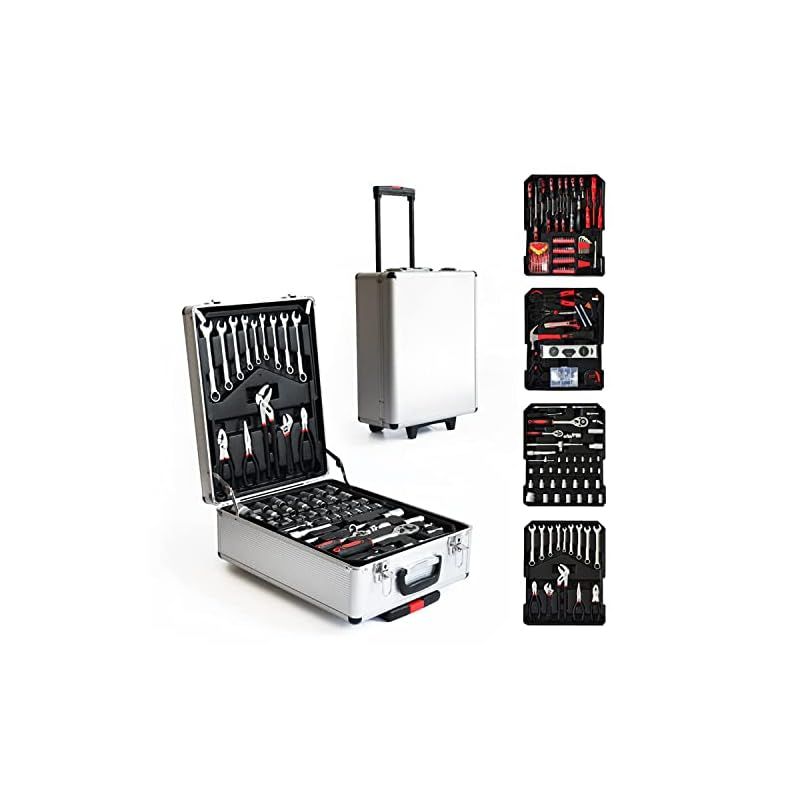 Rikopin(リコピン) ツールセット 186P トロリーケース付き 工具箱 工具セット ツールボックス 工具入れ ラチェットレンチ トルクレンチ 工具ボックス アルミケース 0