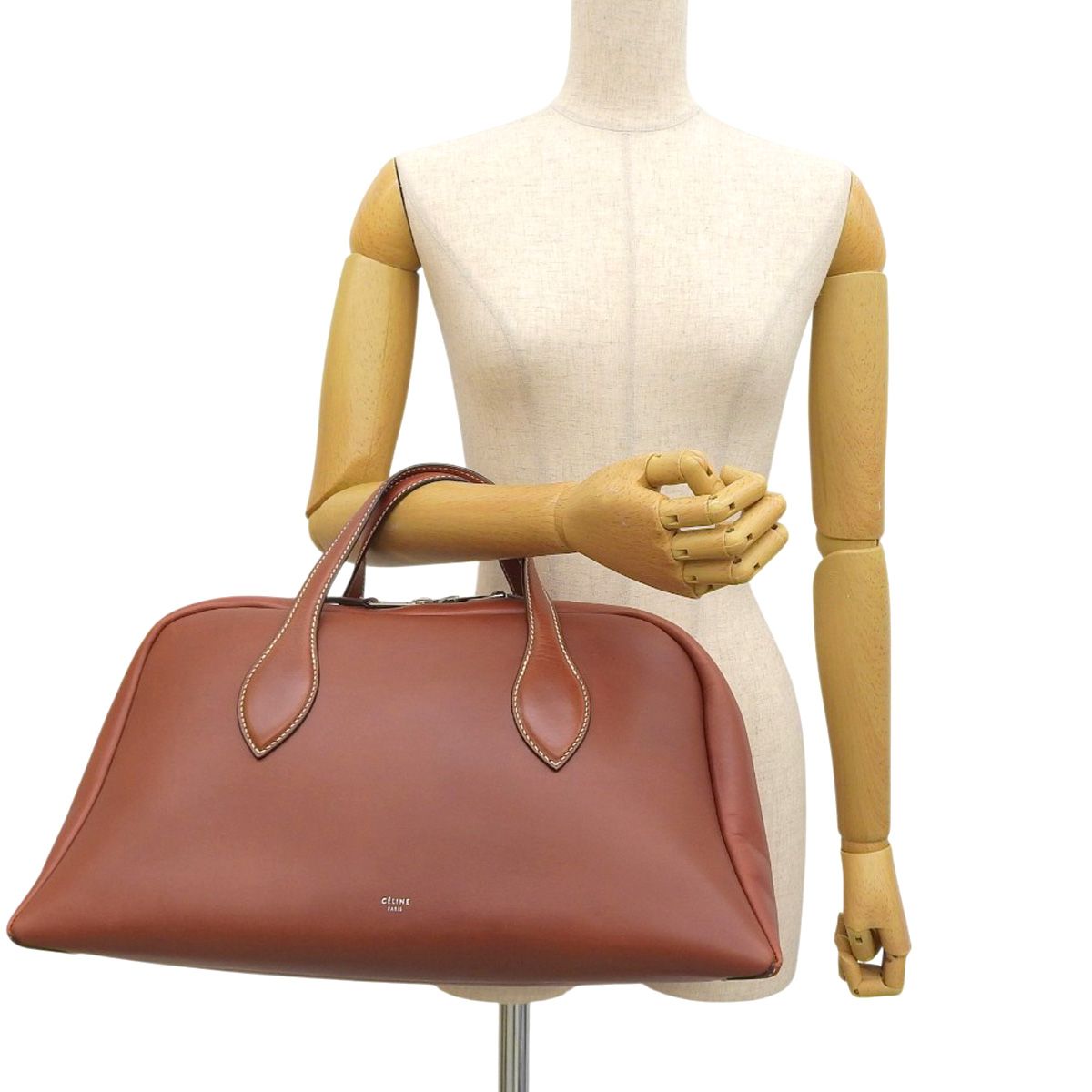 CELINE(セリーヌ) ボウリングバッグ ハンドバッグ カーフ ブラウン茶 