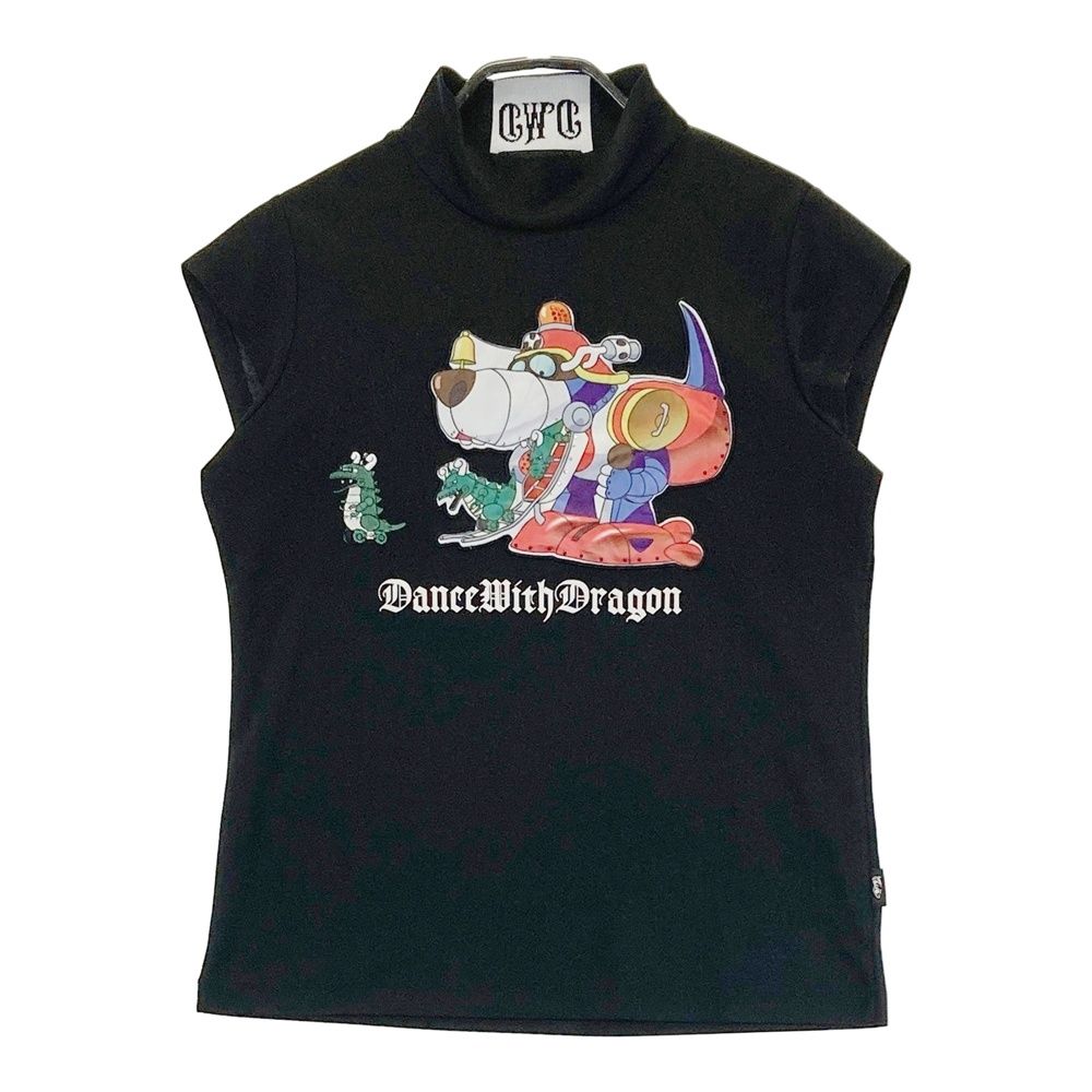 サイズ：2 DANCE WITH DRAGON ダンスウィズドラゴン ×タツノコプロ ヤッターマン ハイネック 半袖Tシャツ 刺繍  ブラック系 [240101632747] ゴルフウェア レディース ストスト サイズ：2 DANCE WITH DRAGON ダンスウィズドラゴン ×タツノコプロ