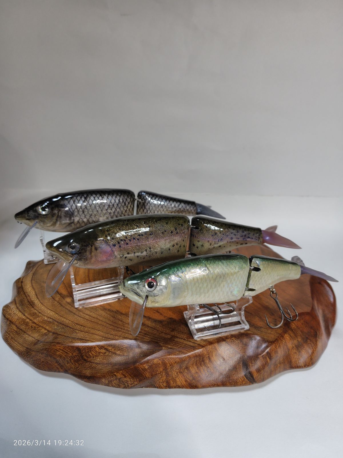 剥製魚皮ルアー タイニークラッシュハス、クラッシュ9ニジマス、ニゴイ