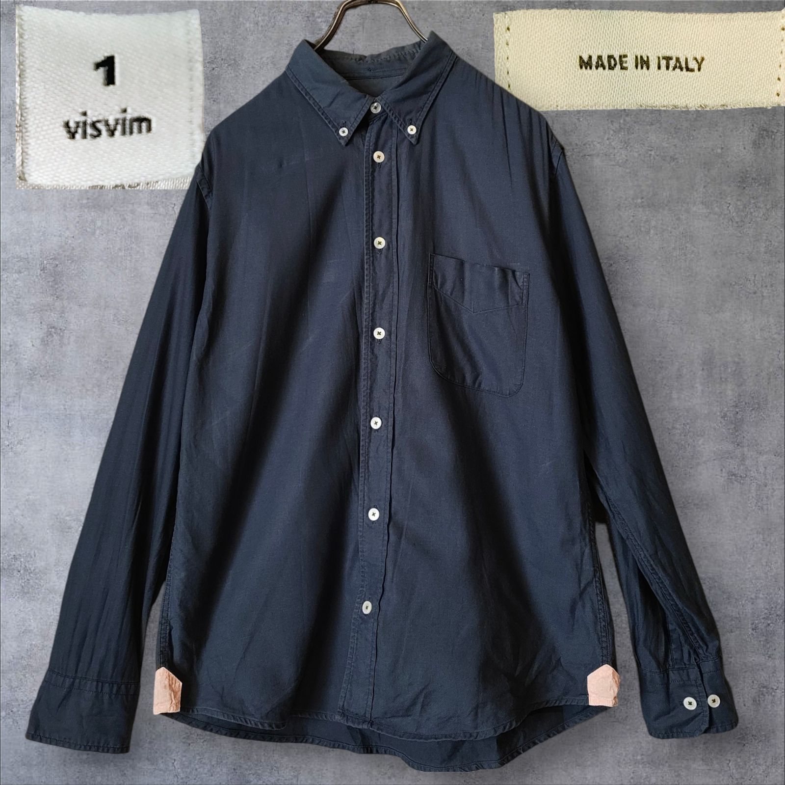 visvim イタリア製 BDシャツ ネイビー 1 Sサイズ相当 天然貝ボタン FIL 