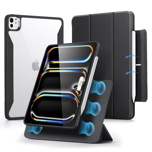 ◆ESR iPad Pro 11インチ ケース M5|M4 2025|2025 Pencilホルダー付き 取り外し マグネットカバー 縦置き|横置きスタンド Pencil Pro|USB-C対応 Rebound 360シリーズ ブラッ e37fe8f9