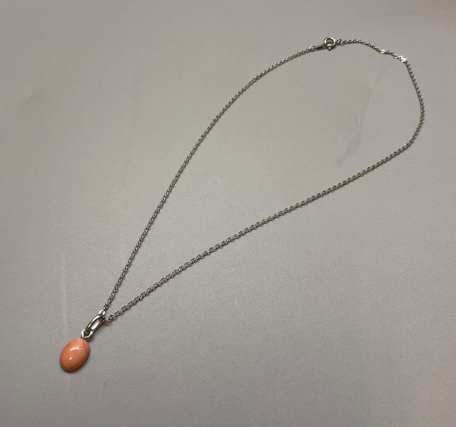 SN1426 桃色珊瑚 ピンク珊瑚 珊瑚 丸玉 シルバー ネックレス