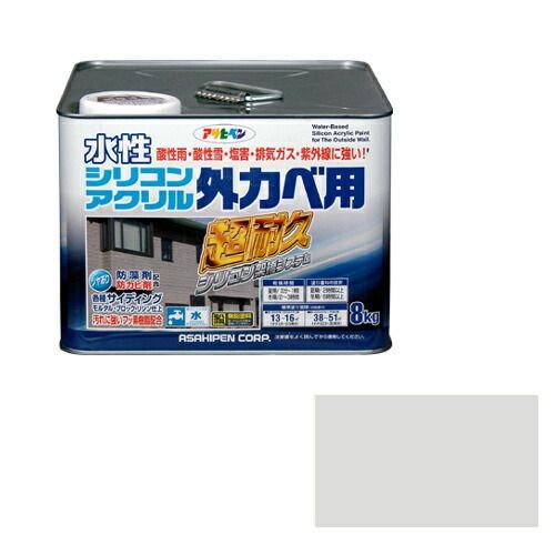 アサヒペン水性シリコンアクリル外かべ用８ＫＧソフトグレー