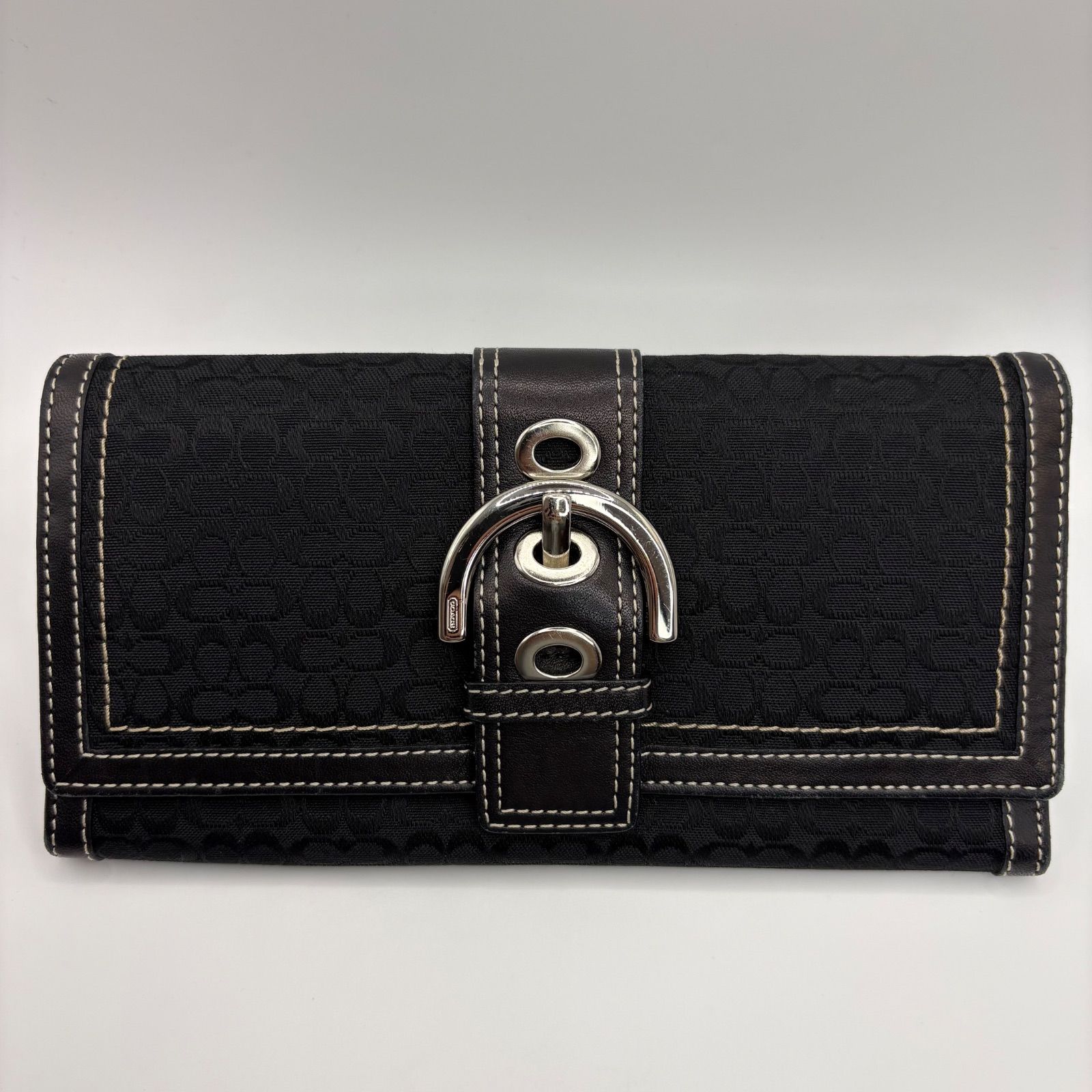 COACH コーチ シグネチャー 長財布 キャンバス レザー 黒 ブラック 