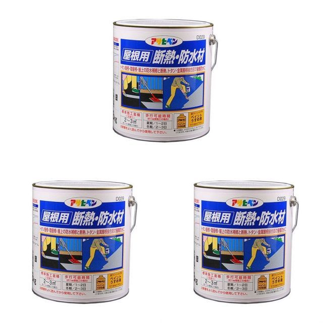 アサヒペン 屋根・屋上用防水Ｄ０２７ ３ＫＧ 黒 3個セット