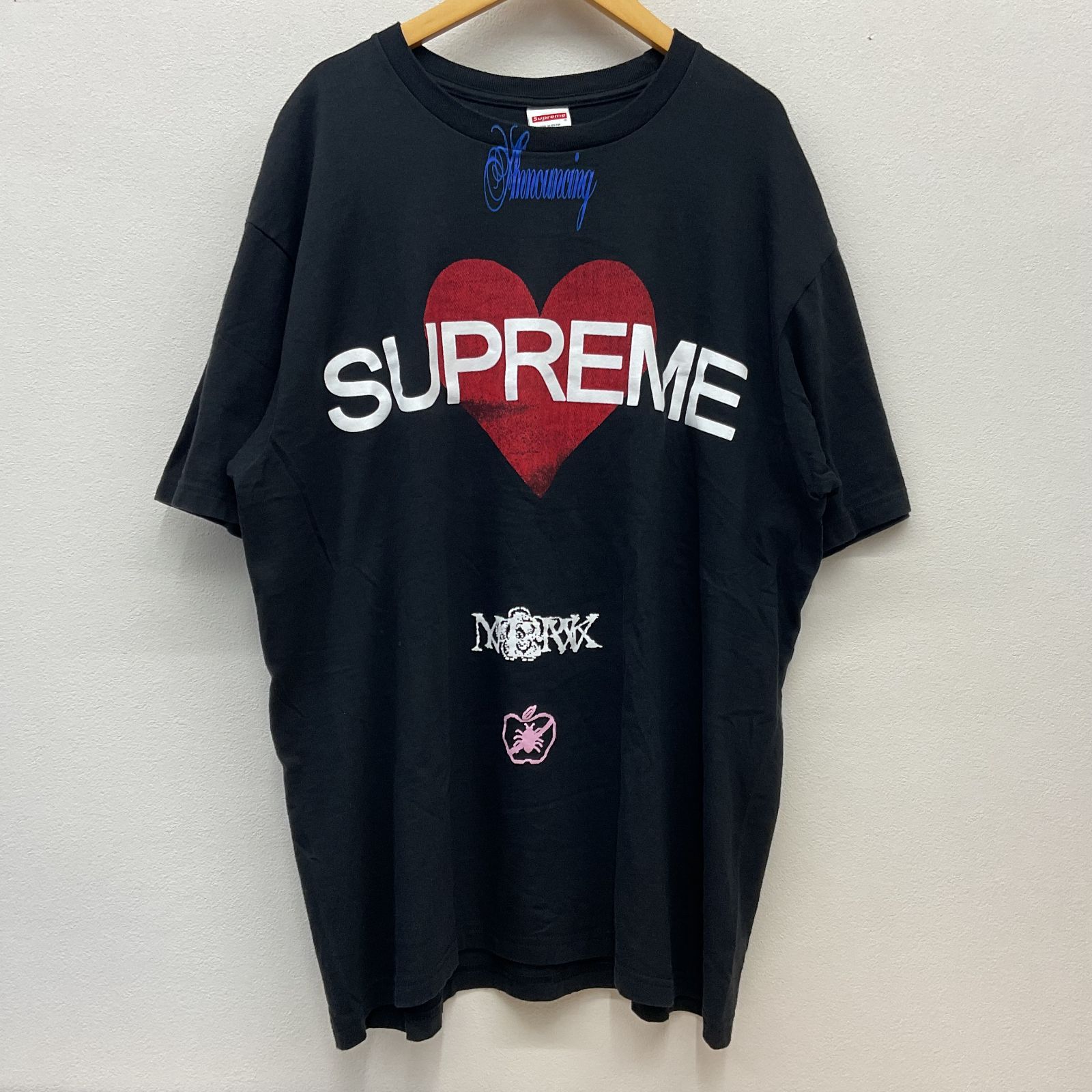 メンズ Supreme【シュプリーム】 Announcing Tee Black L ハート 文字