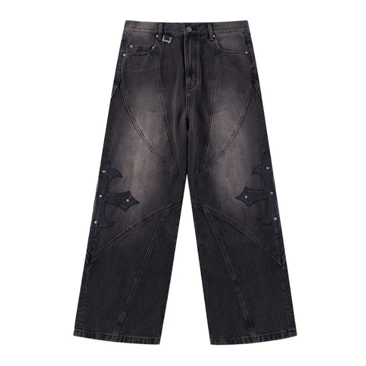 新品 サプライヤー SUPPLIER Cross Leather Patch Baggy Denim Pants