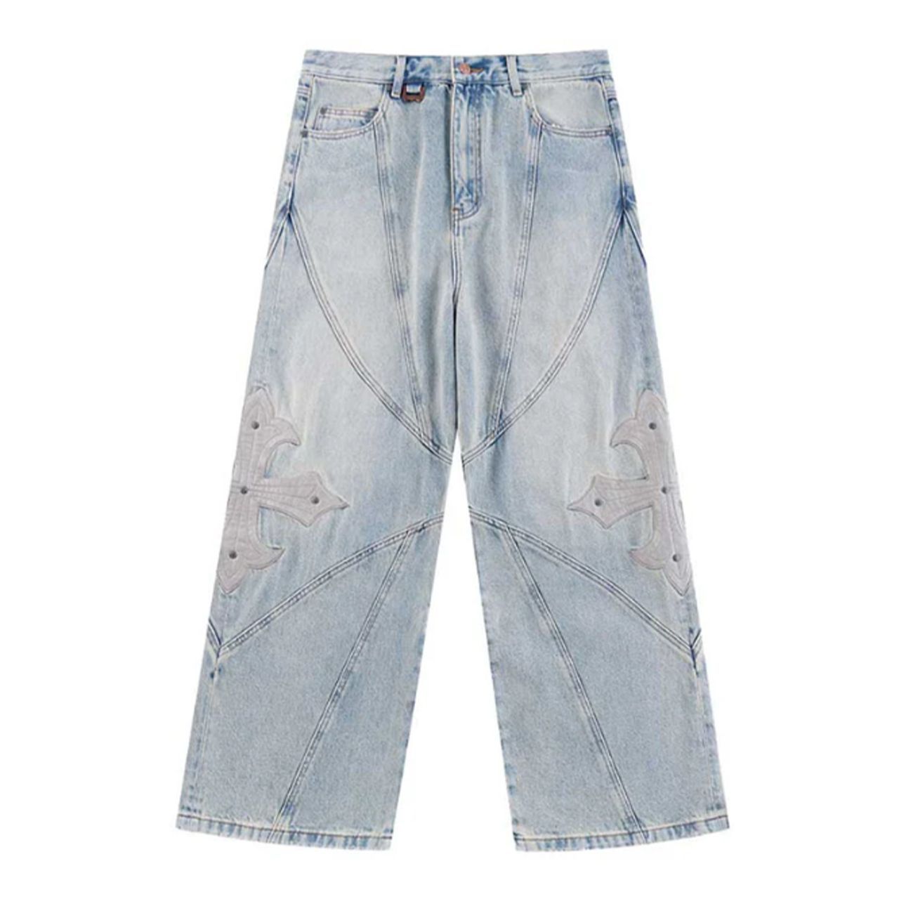 新品 サプライヤー SUPPLIER Cross Leather Patch Baggy Denim Pants 