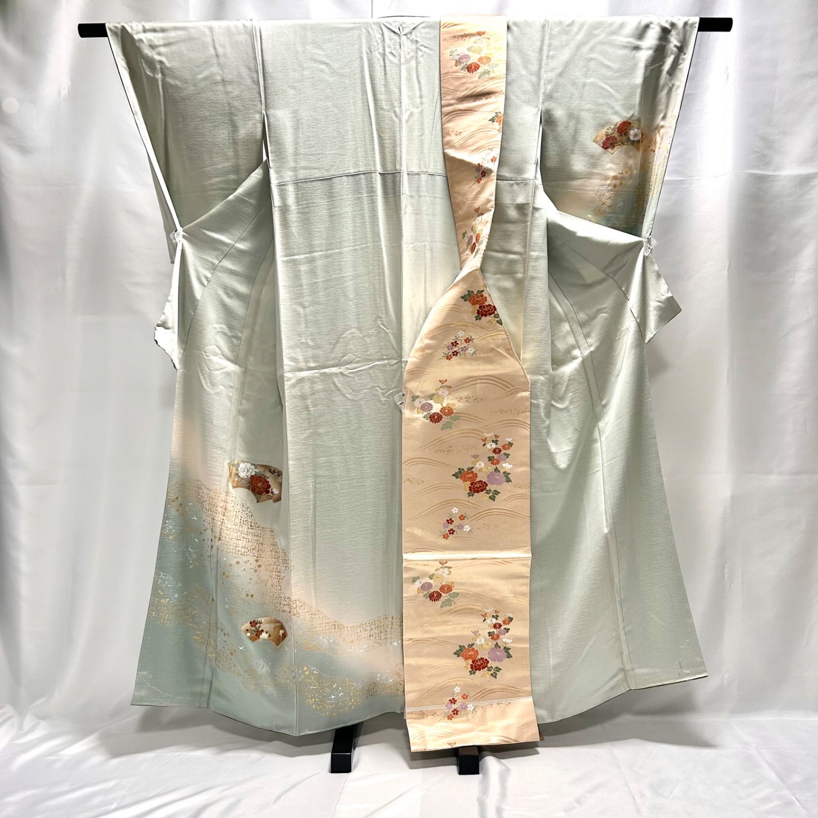 着物 帯 セット 付け下げ 名古屋帯 レディース 仕付糸付き 上品 椿 