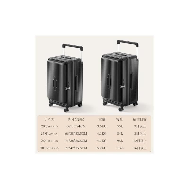 KPLDOL] 日本人デザイナー設計 スーツケース フロントオーポン 片開き