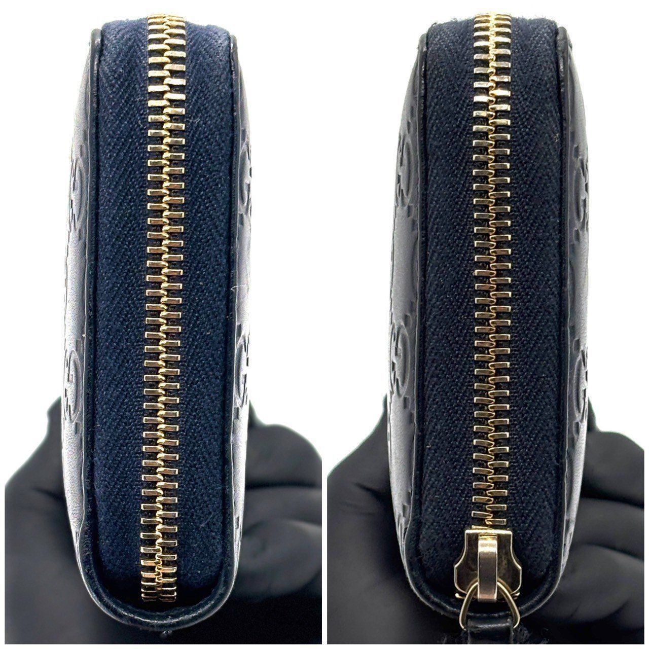 紺で魅せる品格】 GUCCI 長財布 ラウンドファスナー 12カード 