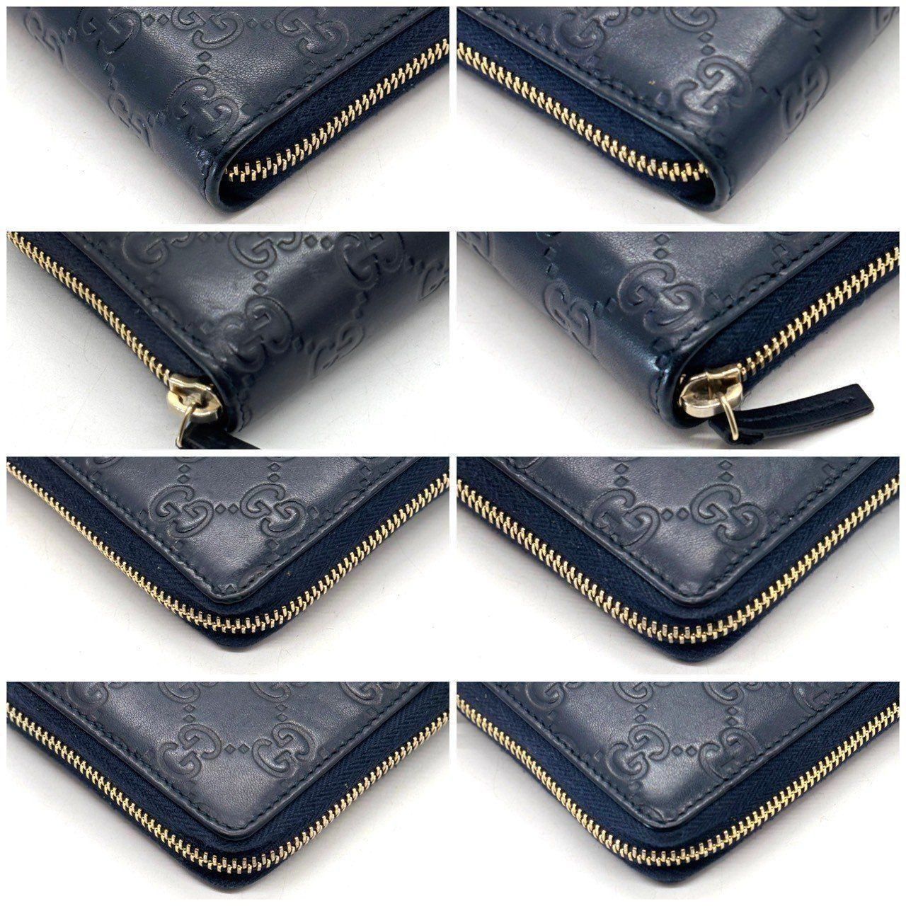 紺で魅せる品格】 GUCCI 長財布 ラウンドファスナー 12カード