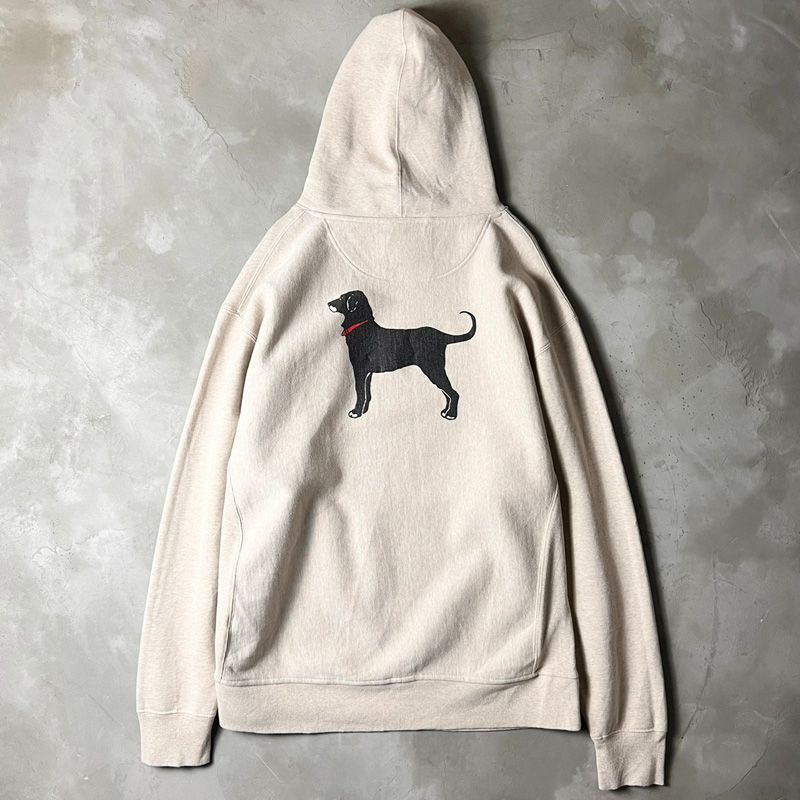 The Black Dog 両面 ドッグ プリント スウェット フード パーカー XXL 