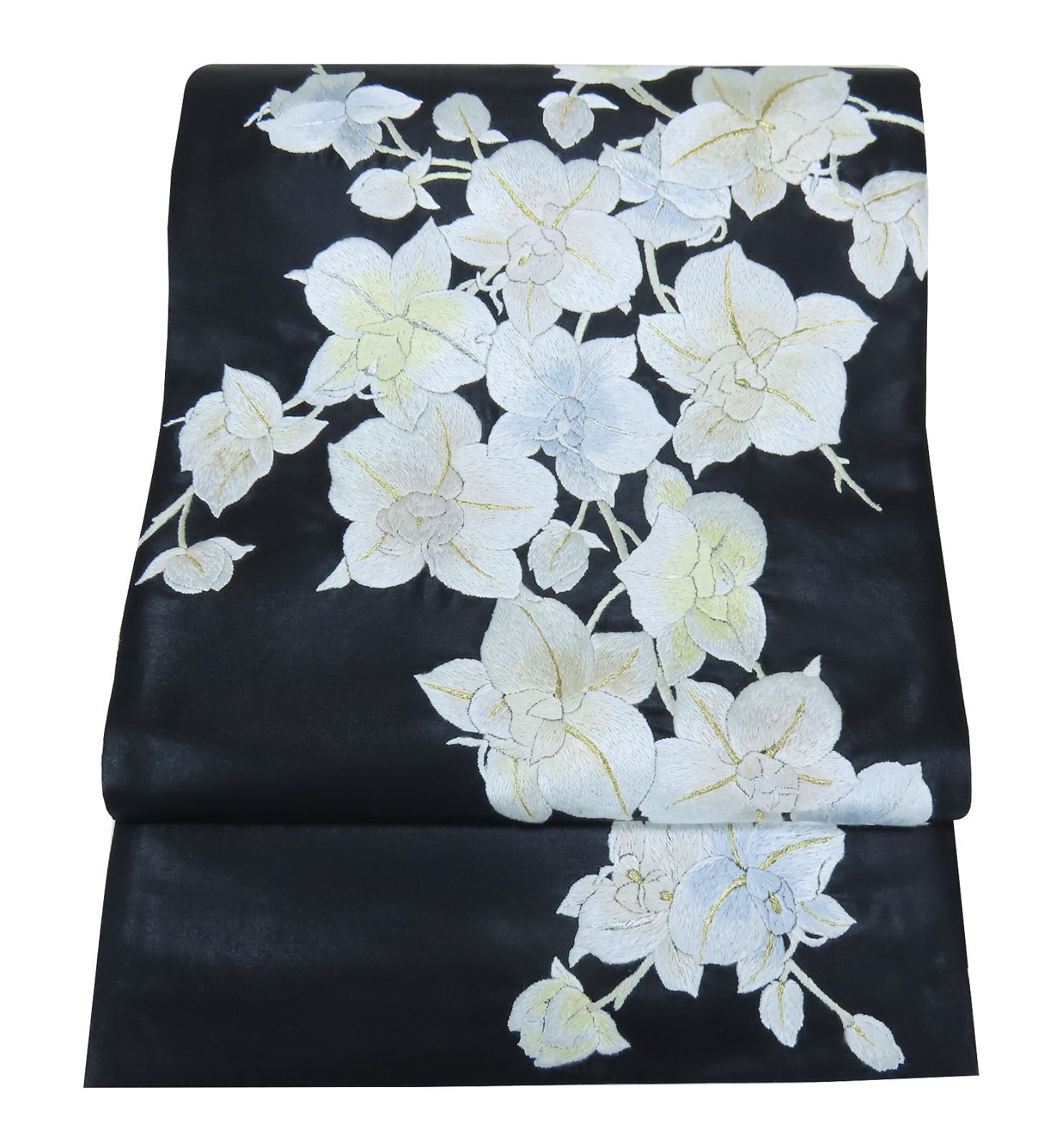 袋帯 六通柄 刺繍 粋な帯 花柄 黒地 新品 お仕立上り 3628all - メルカリ