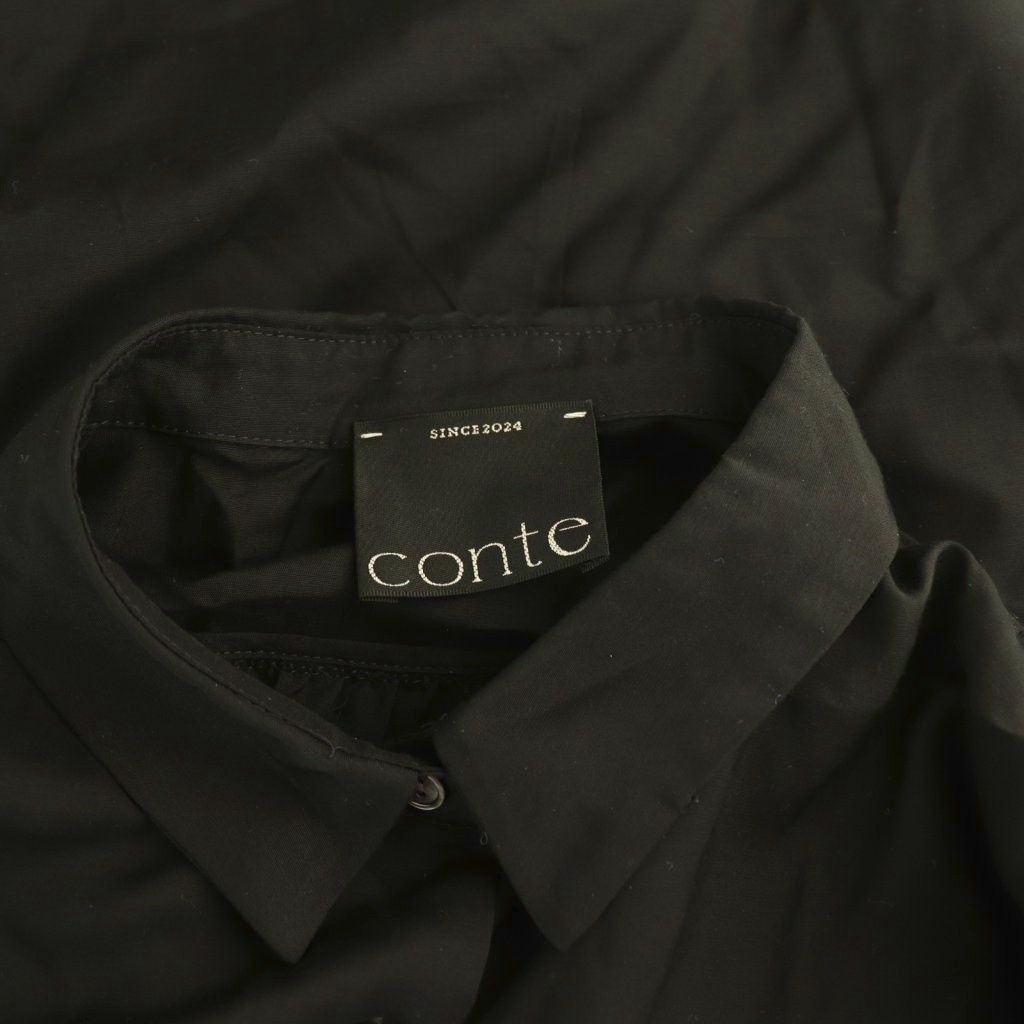 コンテ conte キュプラシルク シャツ ブラウス 長袖 前開き 黒 /NR コンテ conte キュプラシルク シャツ ブラウス 長袖 前開き 黒 /NR
