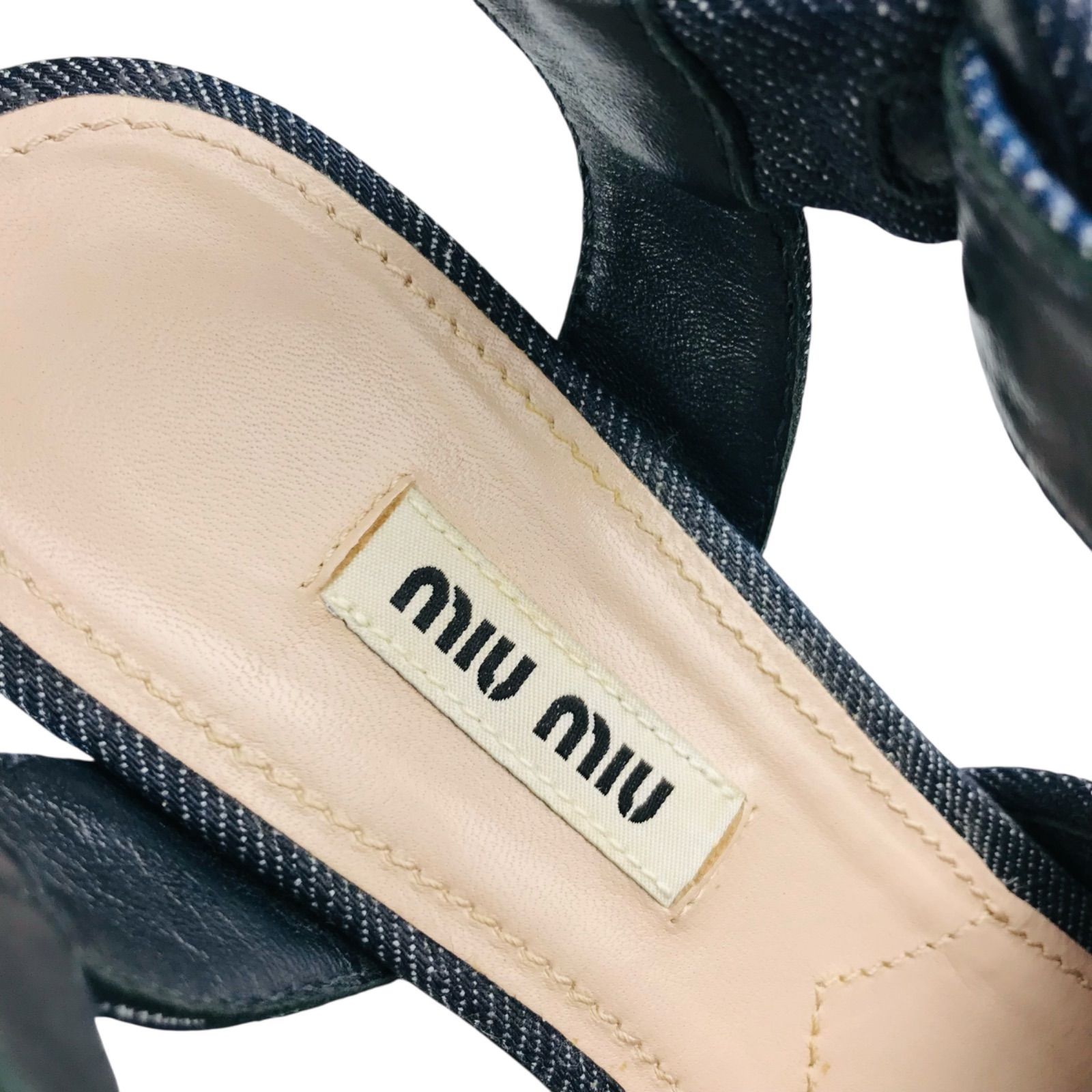 美品☆miumiu☆ミュウミュウ・レディース デニム地:レザーストラップ