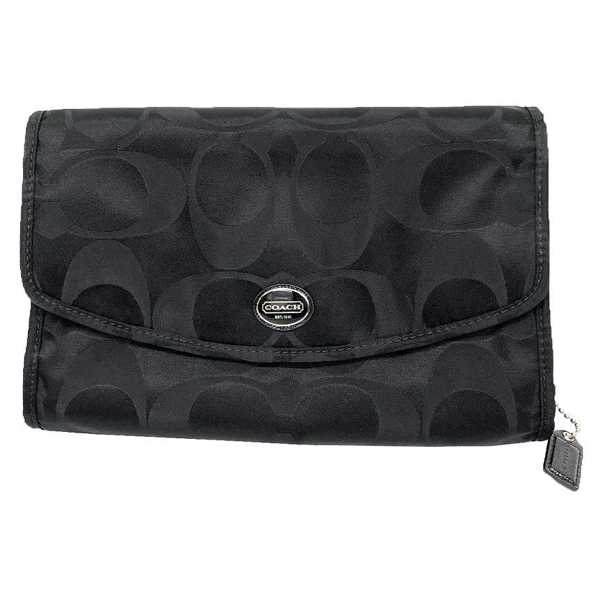 COACH トラベルケース COACH コーチ シグネチャー トラベルポーチ トラベルケース ブラック