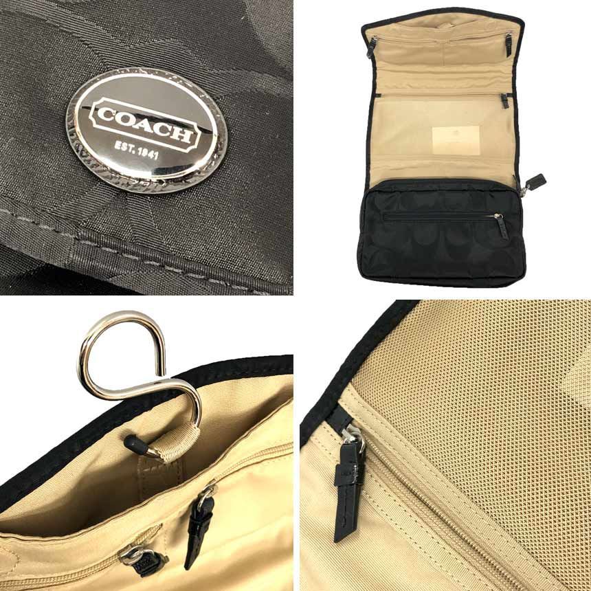 COACH コーチ シグネチャー トラベルポーチ トラベルケース ブラック