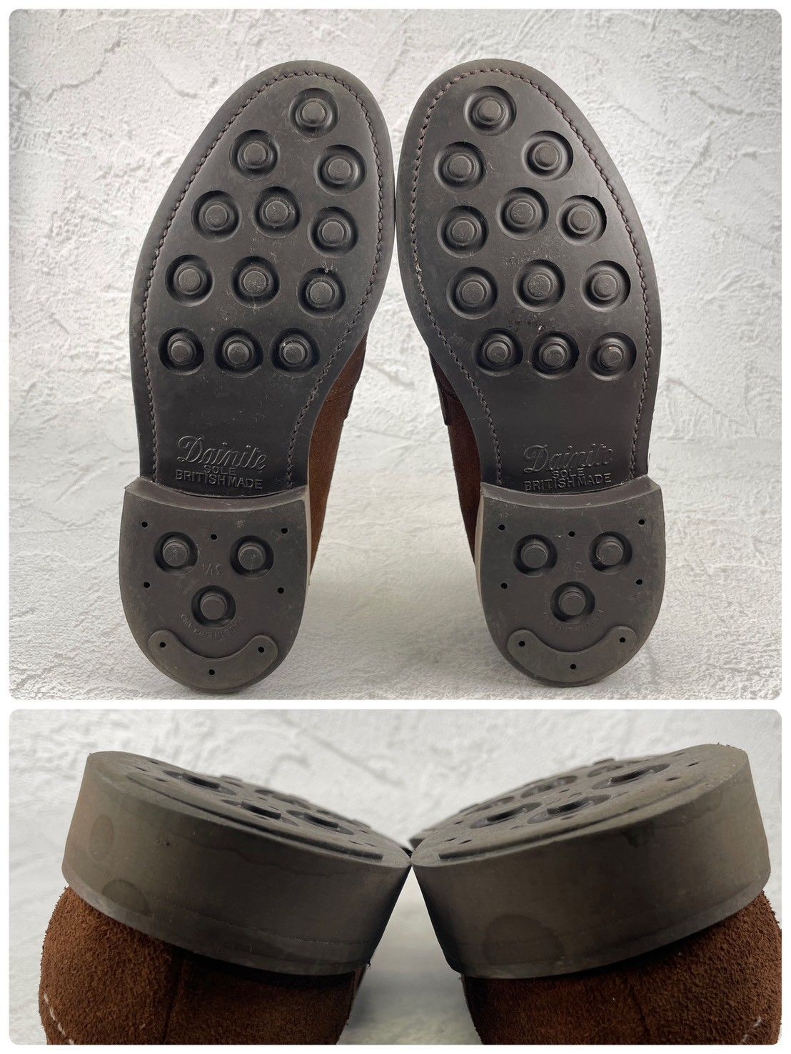 【美品】SANDERS サンダース 9319SS コインローファー ハーフサドル スエード 茶 ブラウン UK7 / 25.5cm【Ｗ3522】