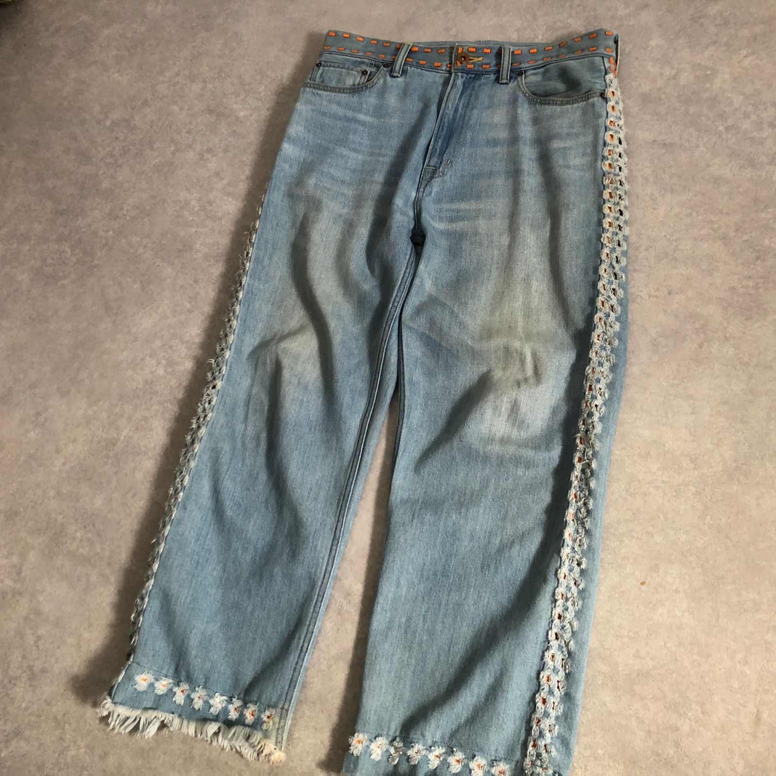 amok Lace damage denim レース ダメージ加工 デニム パンツ アモク 
