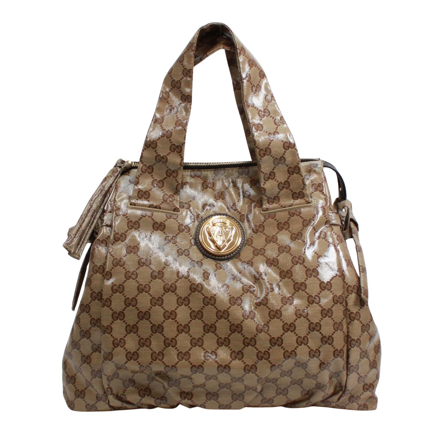 GUCCI ヒステリア GG クリスタル コーティングキャンバス ブラウン 