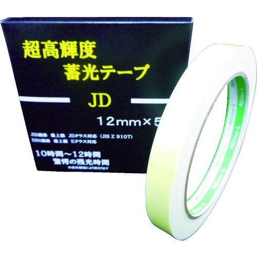 日東エルマテ　超高輝度蓄光テープ　ＪＩＳ−ＪＤ級　０．６ｍｍ×１２ｍｍ×５ｍ　グリーン
