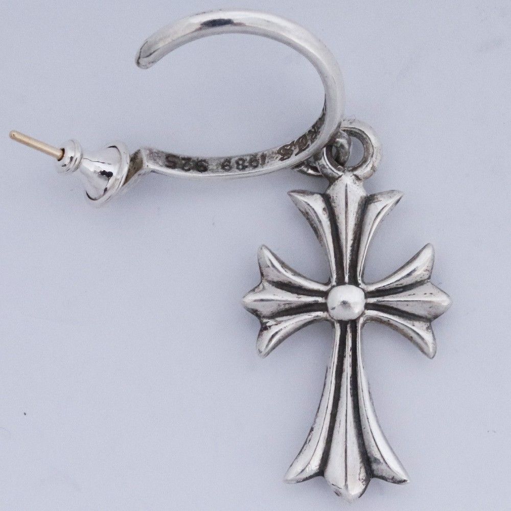 CHROME HEARTS タイニーCHクロス フープイヤリング ピアス シルバー