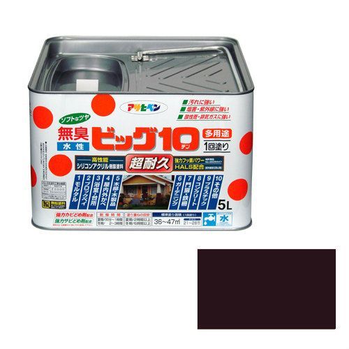 アサヒペン水性ビッグ10多用途5L243こげ茶