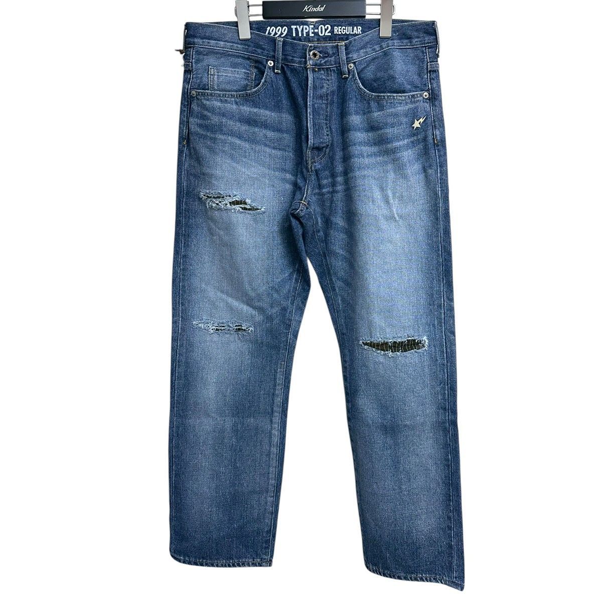 A BATHING APE 25AW 1999 TYPE-02 DAMAGED DENIM PANTS ダメージ加工 