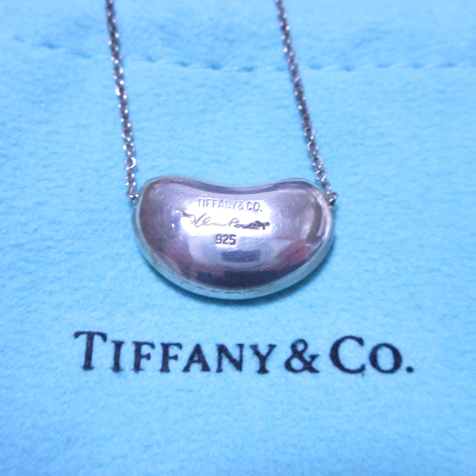 美品 Tiffany & Co. ティファニー ラージ ビーン ネックレス シルバー 