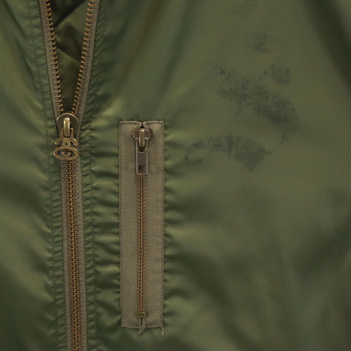 STUSSY ステューシー MA-1 フライトジャケット M カーキ メンズ 古着 