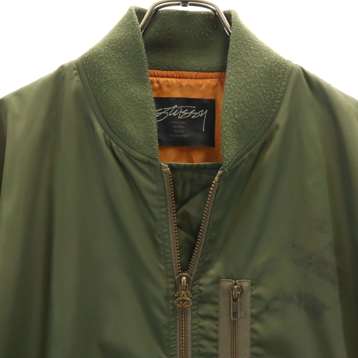 STUSSY ステューシー MA-1 フライトジャケット M カーキ メンズ 古着 