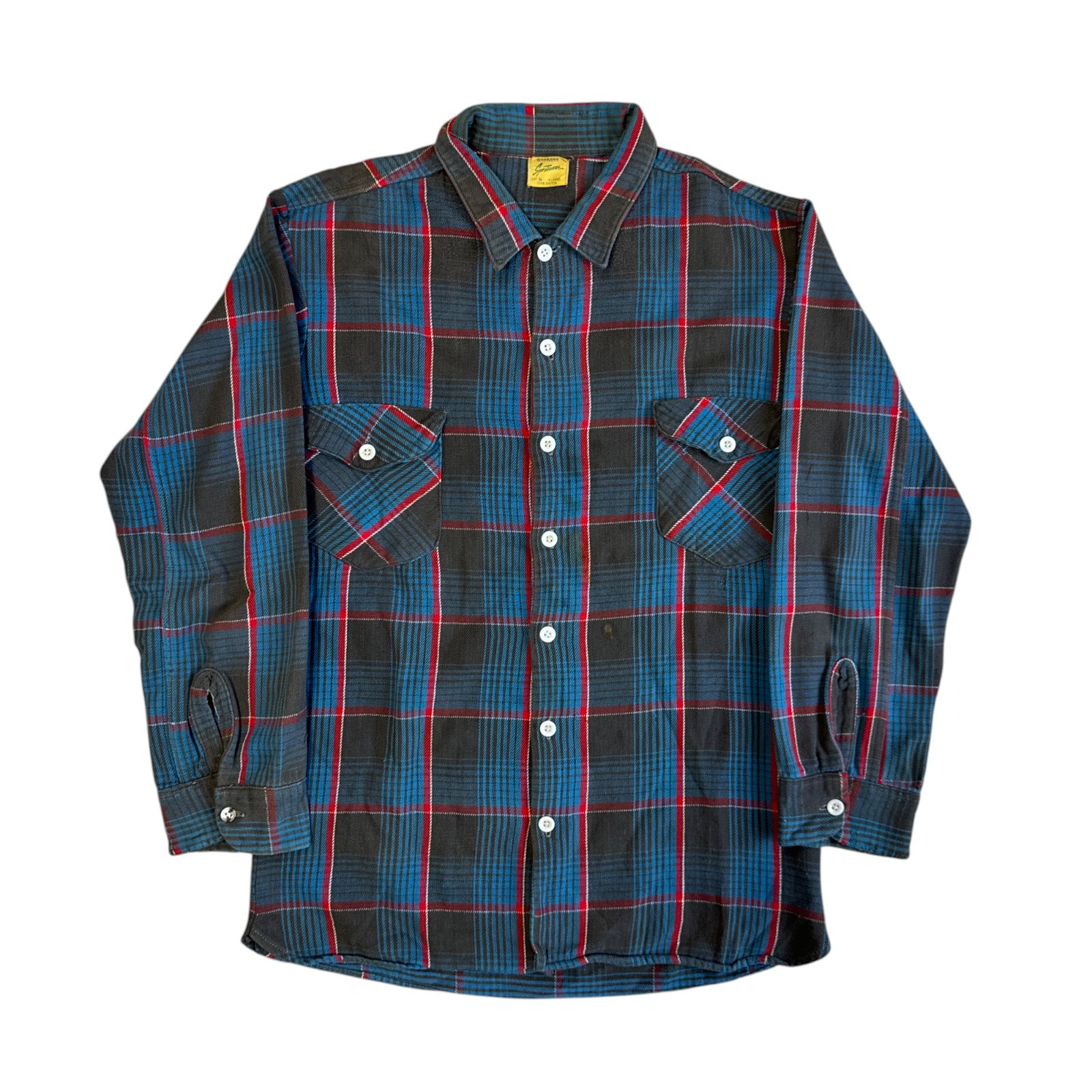 60s OSHKOSH ヘビーネルシャツ ブルー ブラック レッド XLサイズ 