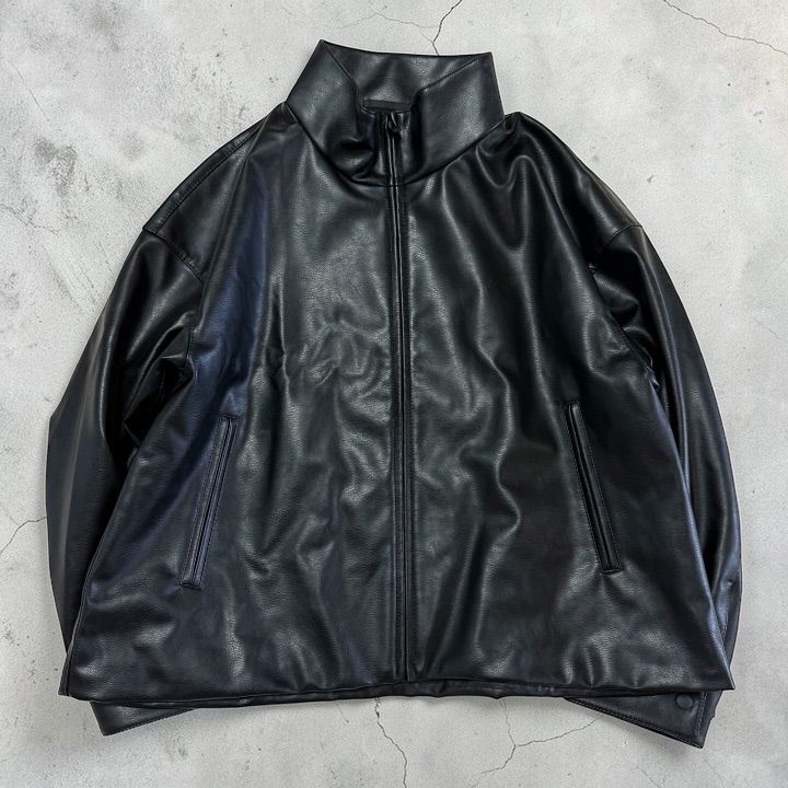 UNIQLO フェイクレザージャケット XL ブラック ハイネックブルゾン