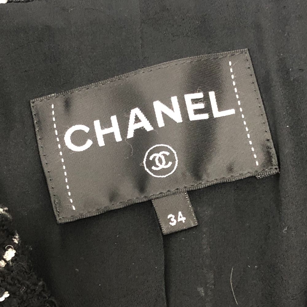 CHANEL シャネル ジャケット カメリアボタン P75797 ツイード ブラック