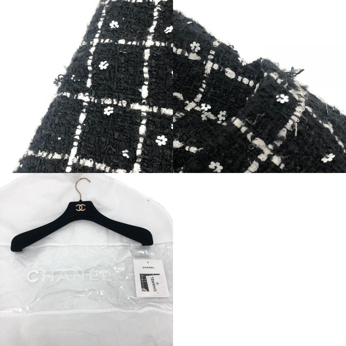 CHANEL シャネル ジャケット カメリアボタン P75797 ツイード ブラック