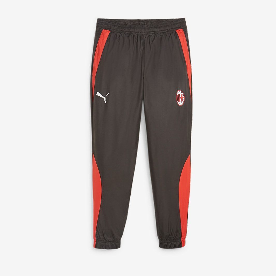 【送料無料・匿名配送】Sサイズ PUMA プーマ ACミラン 23/24 プレマッチ ウーブン パンツ 黒赤 新品 正規品 日本未発売