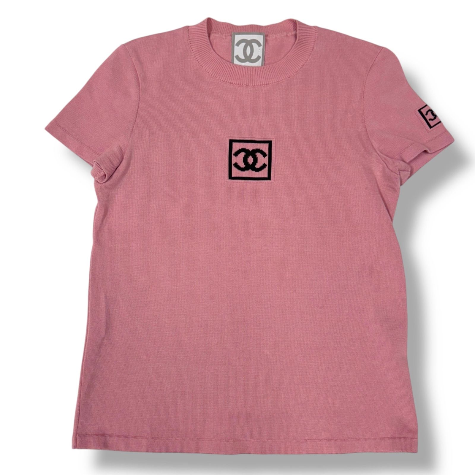 CHANEL ピンク　ロゴTシャツ 希少 美品 CHANEL シャネル スポーツ 03A ココマーク ニット