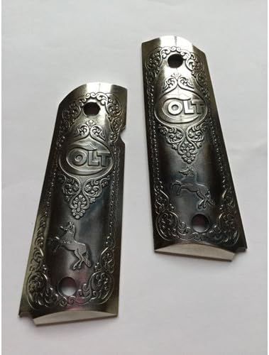 Right メタル グリップ コルト ランバント ホースレリーフ 東京マルイ ガスブロ M1911 ガバメント 用（アンティーク シルバー）