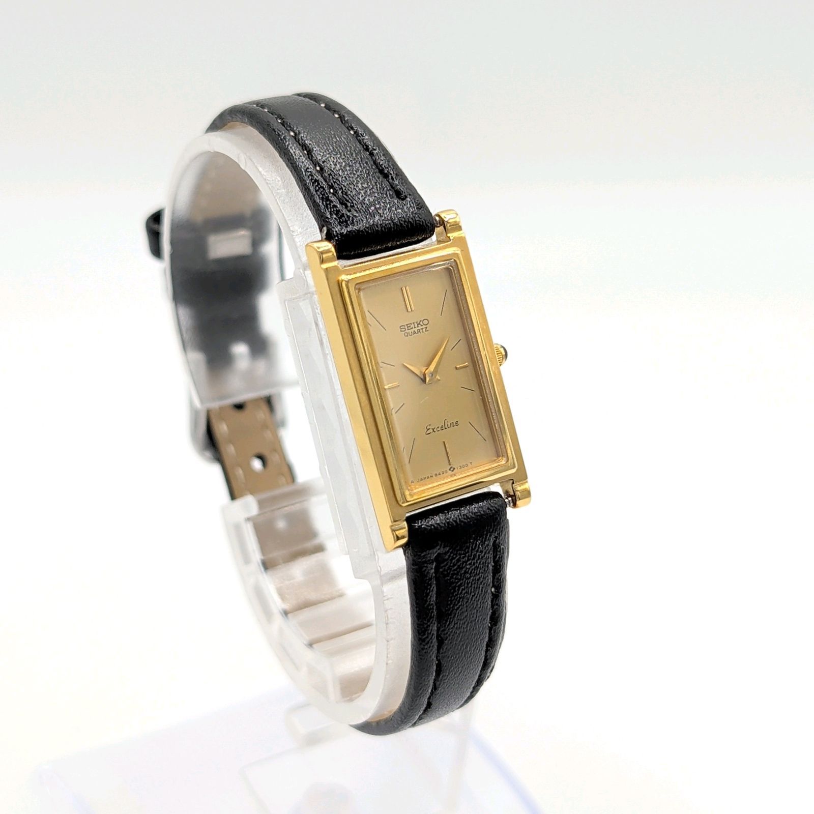 SEIKO Exceline 8420-6710 Watch Quartz Ladies Square Gold dial Y2K 