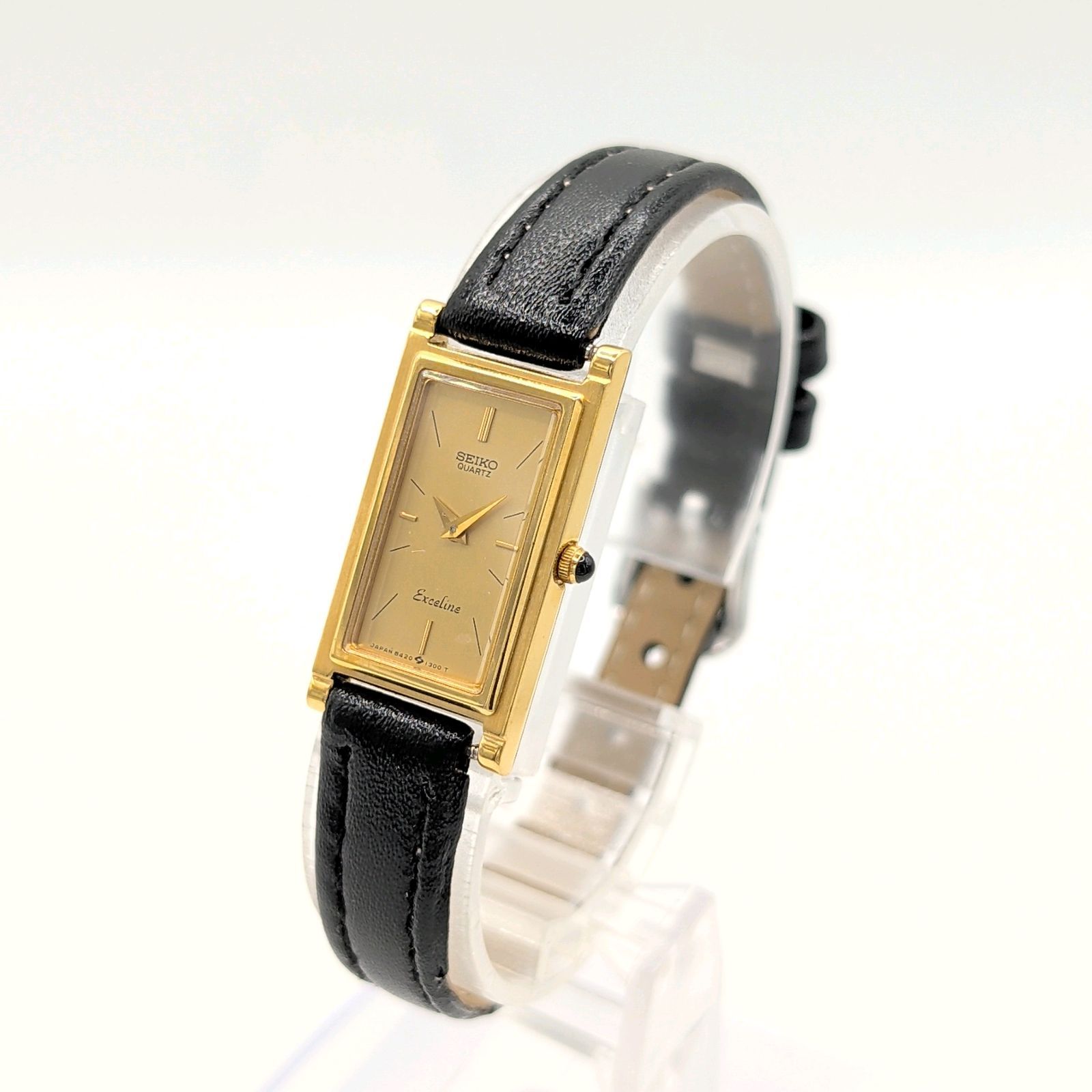 SEIKO Exceline 8420-6710 Watch Quartz Ladies Square Gold dial Y2K 