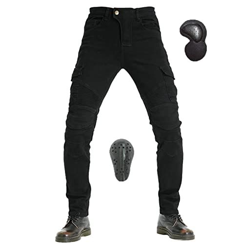 新品 ライディングパンツ メンズ バイク用パンツ 春秋 バイクズボン プロテクター付き ライダースパンツ カーゴパンツ ストレッチ素材 肌に優しい 耐磨耗性 四季通用 ブラック 2XLサイズ