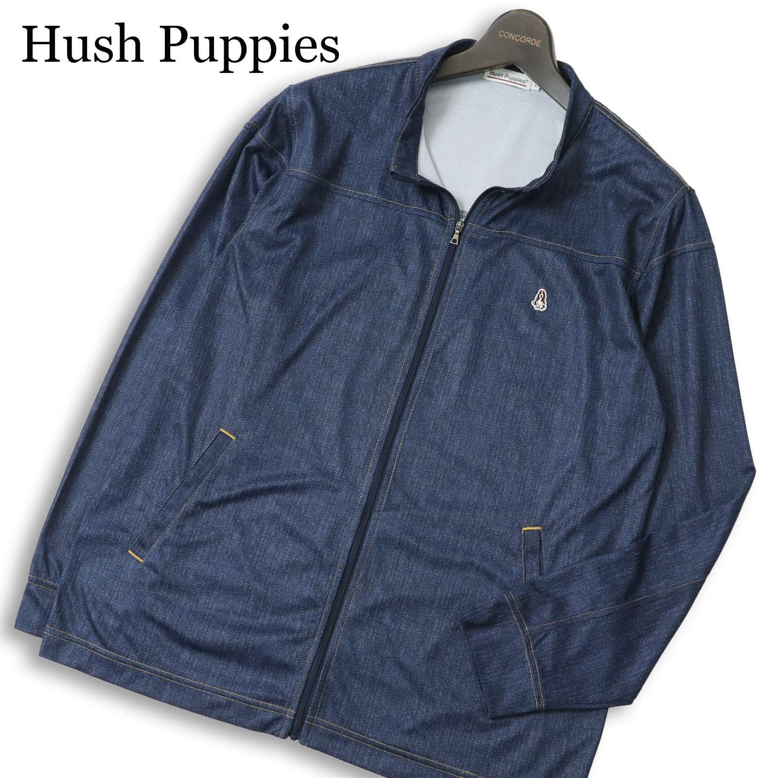 Hush Puppies ☆ ハッシュパピー リバーシブル ブルゾン 新品未使用 Hush Puppies ハッシュパピー 通年 ロゴ刺繍☆ デニムライク プリント