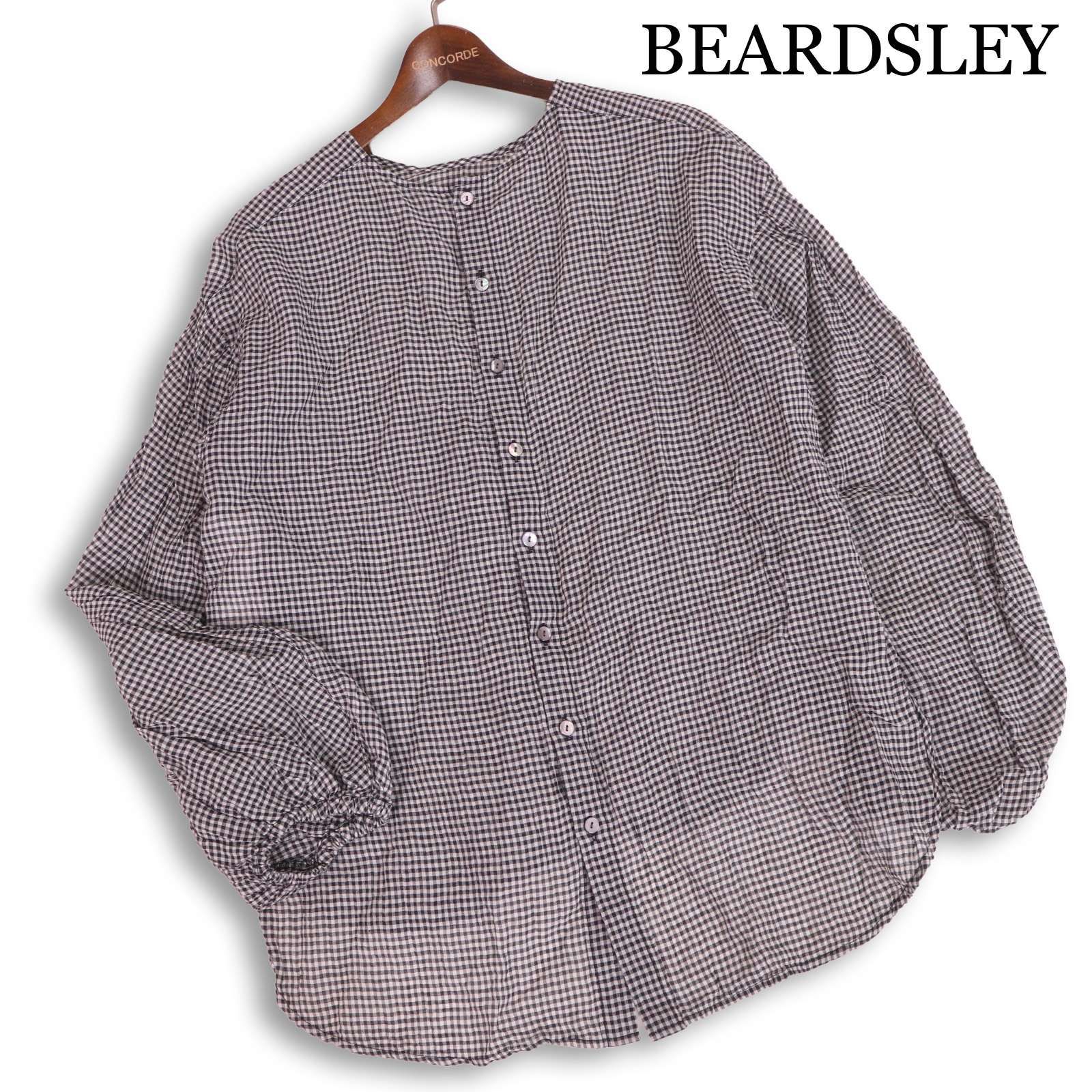 BEARDSLEY ビアズリー 春夏☆ 麻 リネン混 シワ加工 ギンガム チェック