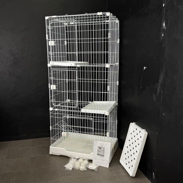 キャットケージ 幅82cm 2/3段 【中古】PETTOM キャットタワー ペット 